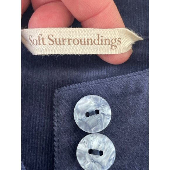 Soft Surroundings Cora‎ Corduroy Shirt Jacket Button Blue Small Chic Pockets $89 - Picture 6 of 9